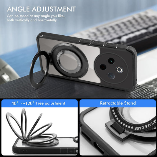 Silicone Grip Clear Case Ring Holder Kickstand For Vivo Y300 Pro 5G