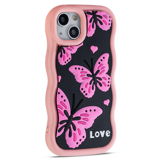 3D Silicone Soft Wave Edges Mobile Back Case For Apple iPhone 14