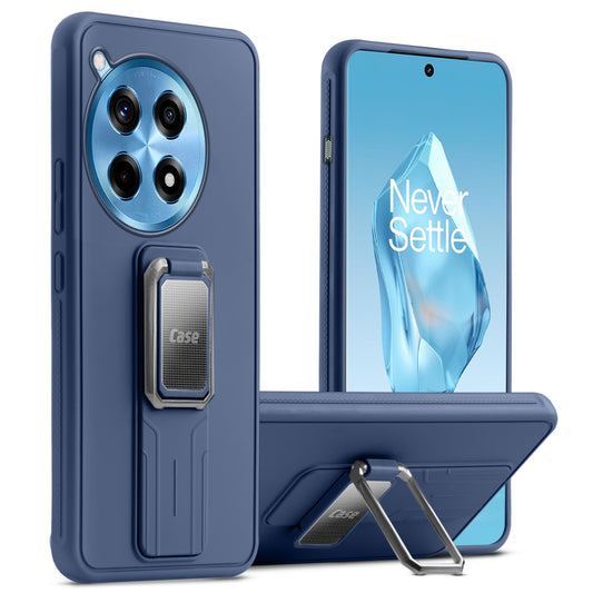 Premium Silicone Case with Metal Kickstand and Camera Protection Back Cover For OnePlus 12R 5G