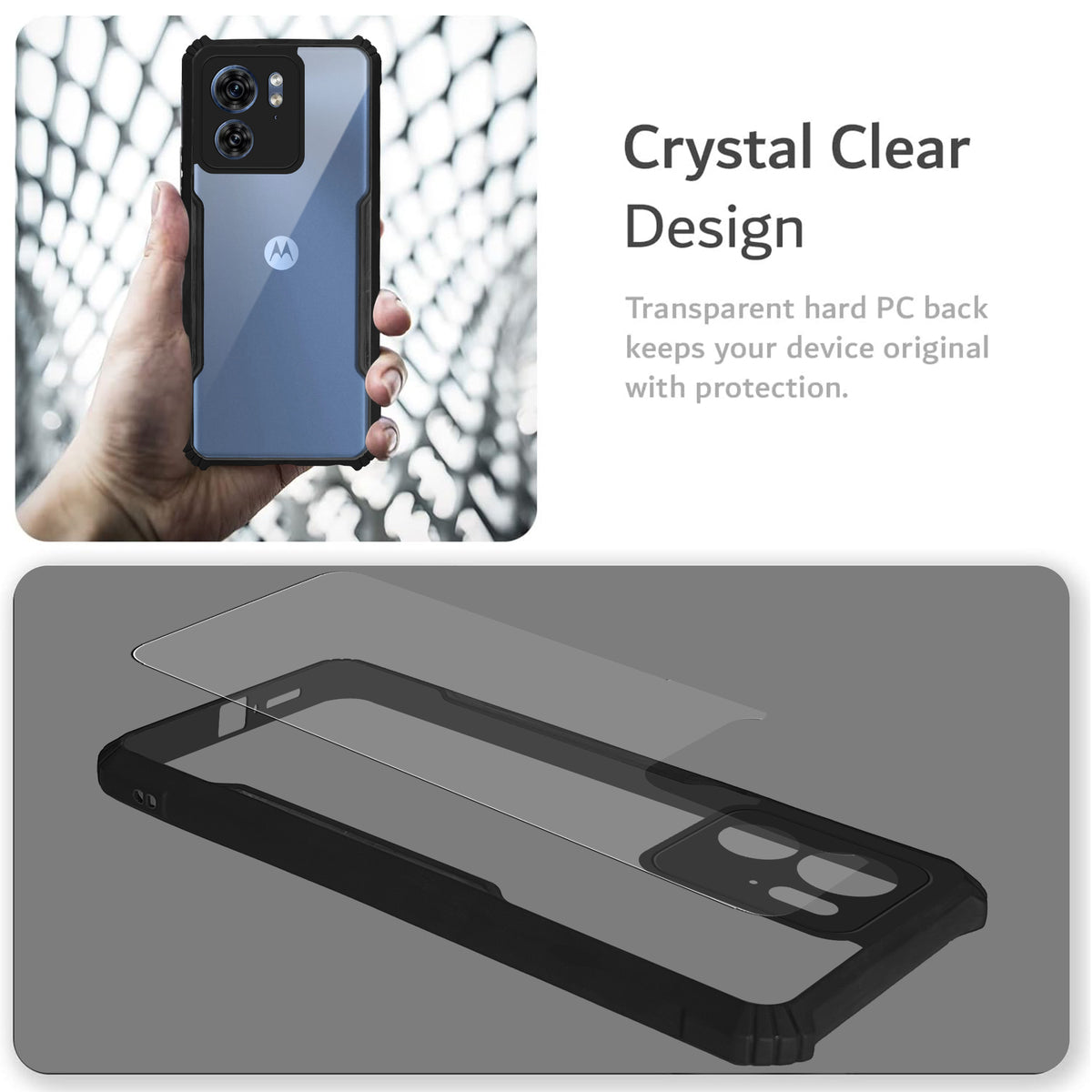 Premium Acrylic Transparent Back Cover for Motorola Edge 40 5G