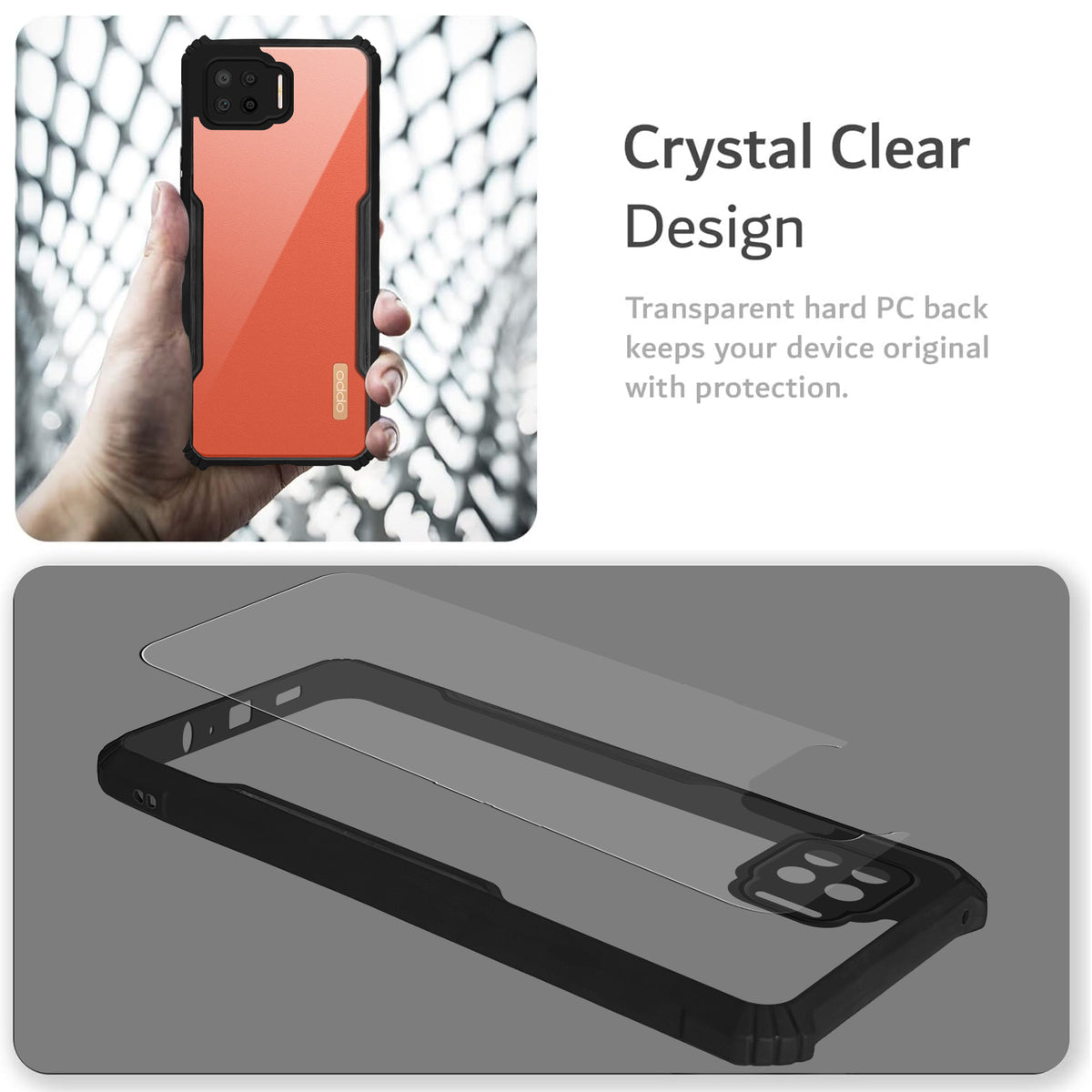 Premium Acrylic Transparent Back Cover for Oppo F17 Pro