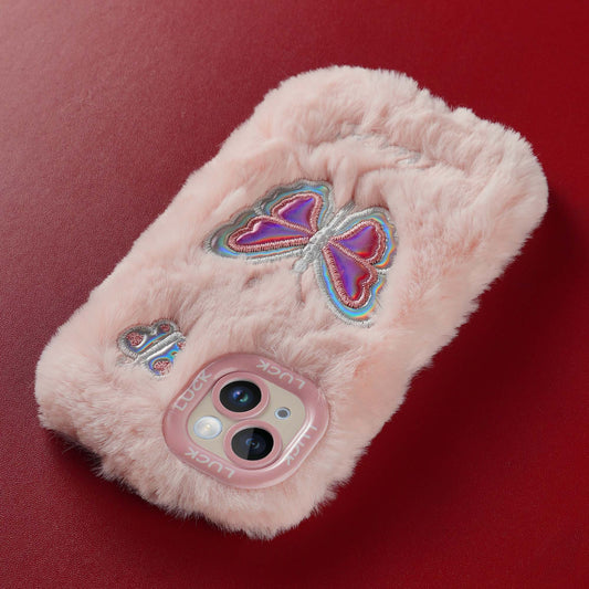 Fluffy Case Butterfly Back Cover for Apple iPhone 13