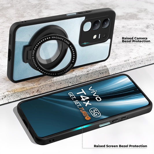 Soft Frame Clear Case Ring Holder Kickstand For Vivo T4x 5G