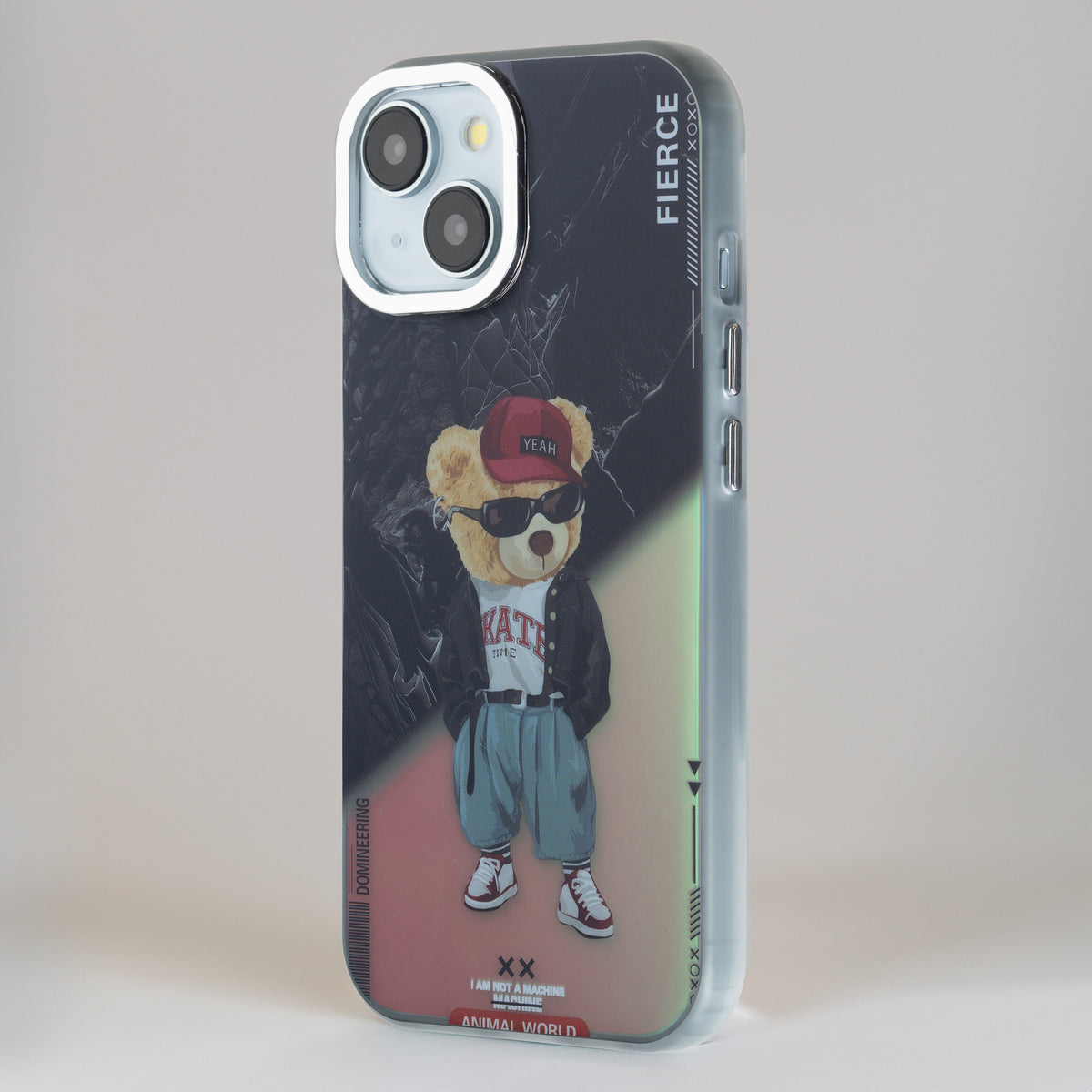 Night Glow & Shiny Hard Phone Cover with Silver Camera Ring For Apple iPhone 14