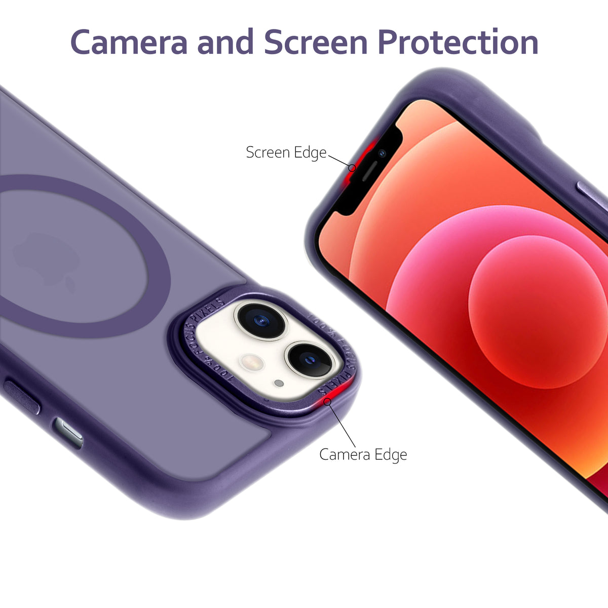 Semi-Transparent Hard Back & Wireless Charging Support Compatible With Kickstand Back Case For Apple iPhone 12