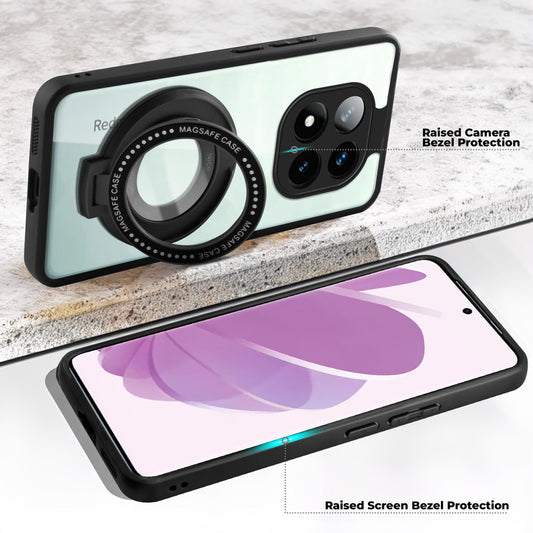 Soft Frame Clear Case Ring Holder Kickstand For Redmi Note 14 Pro Plus 5G