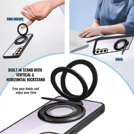 Soft Frame Clear Case Ring Holder Kickstand For Samsung S22 5G