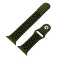 Dual tone silicone Apple Watch strap in Green and Black, size 42mm, shown in detached parts view