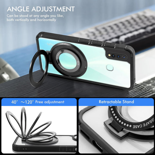 Silicone Grip Clear Case Ring Holder Kickstand For Vivo Y19