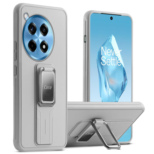 Premium Silicone Case with Metal Kickstand and Camera Protection Back Cover For OnePlus 12R 5G