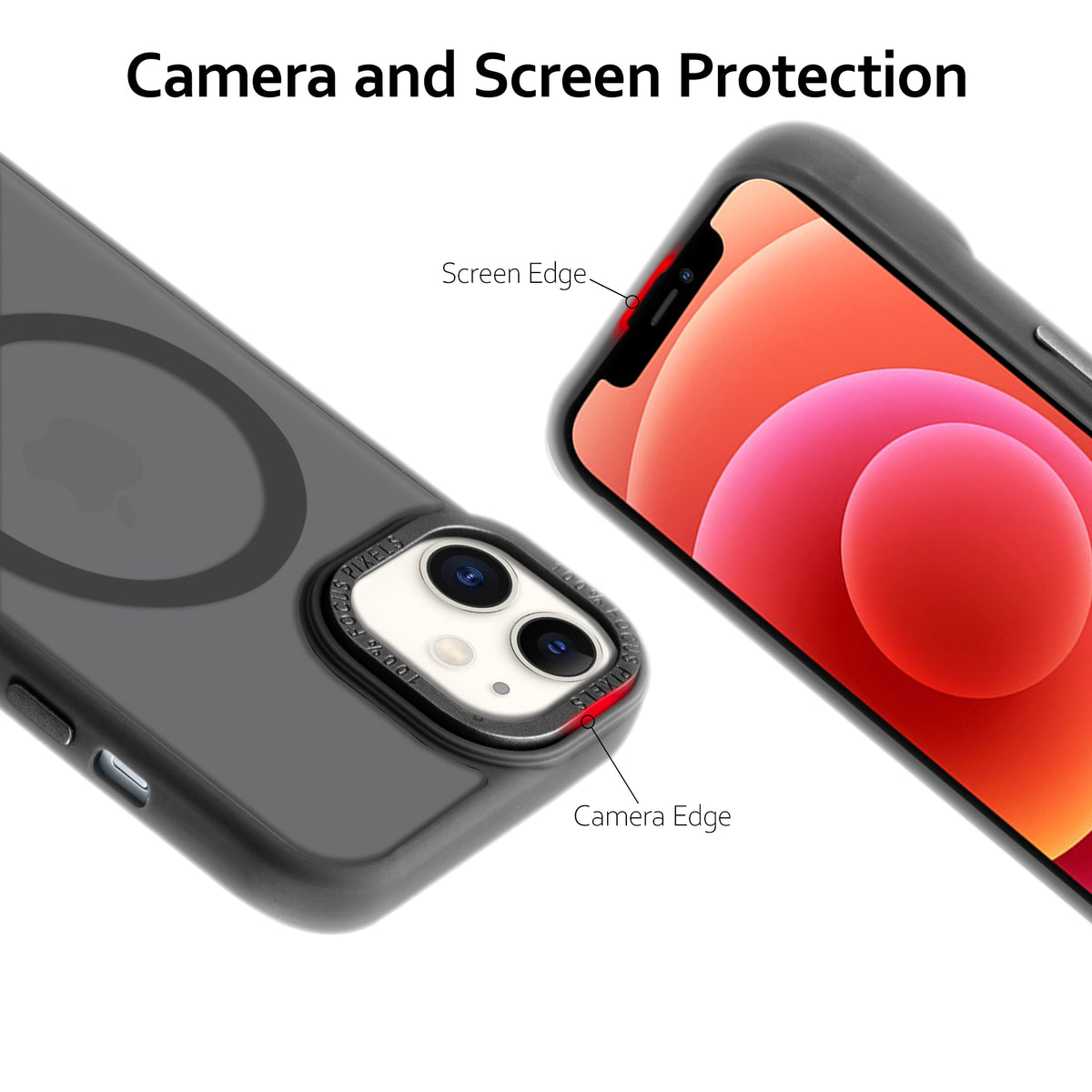 Semi-Transparent Hard Back & Wireless Charging Support Compatible With Kickstand Back Case For Apple iPhone 12