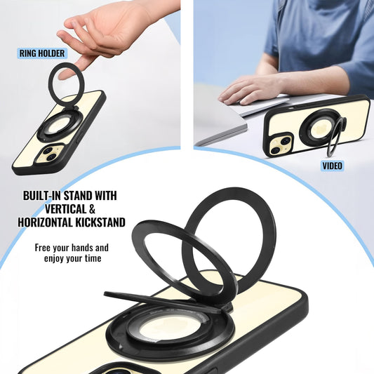 Soft Frame Clear Case Ring Holder Kickstand For Apple iPhone 14