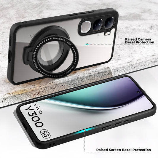 Soft Frame Clear Case Ring Holder Kickstand For Vivo Y300 5G