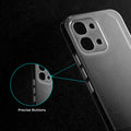 Close-up view of transparent case showing precise button cutouts and responsive side button coverage for Oppo F31 5G