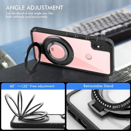Silicone Grip Clear Case Ring Holder Kickstand For Redmi Note 6 Pro