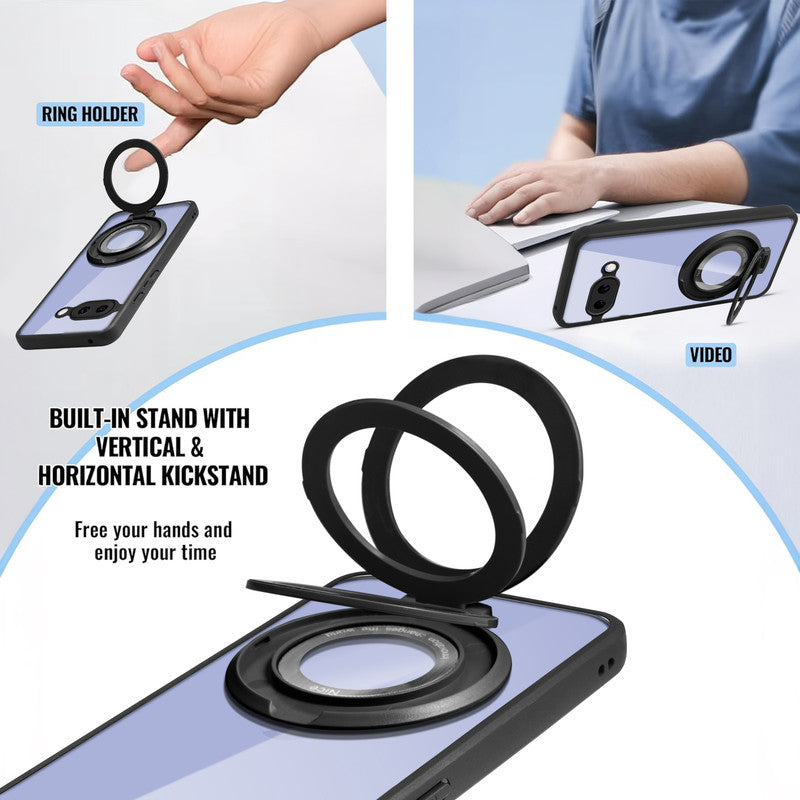Soft Frame Clear Case Ring Holder Kickstand For Google Pixel 9A