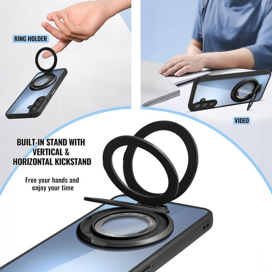 Soft Frame Clear Case Ring Holder Kickstand For Samsung A15 5G
