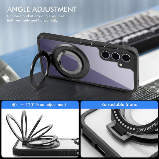 Silicone Grip Clear Case Ring Holder Kickstand For Samsung S25 Plus 5G