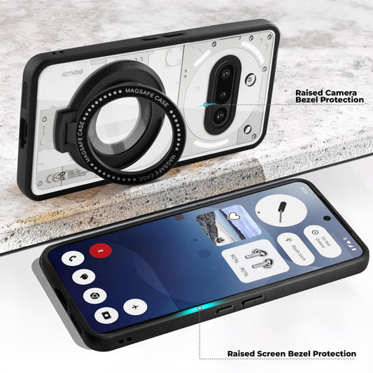 Transparent Back Cover with Silicone frame Matte Ring Holder Kickstand Case For Nothing Phone 3A