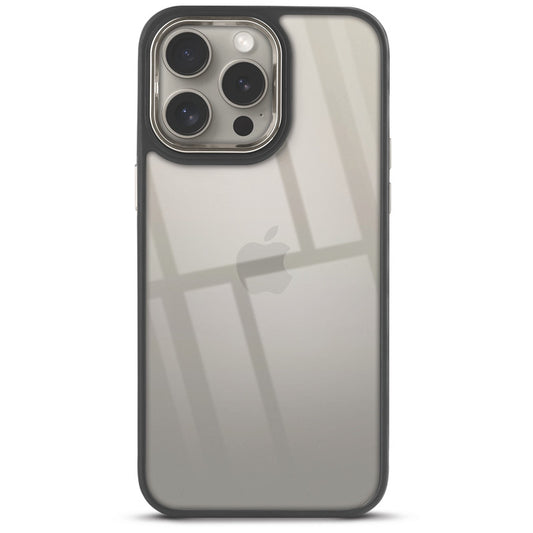 Premium Silicone Frame with Clear Back & Silver Camera Ring Back Case Cover For Apple iPhone 14 Pro Max