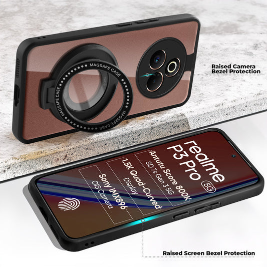 Soft Frame Clear Case Ring Holder Kickstand For Realme P3 Pro 5G