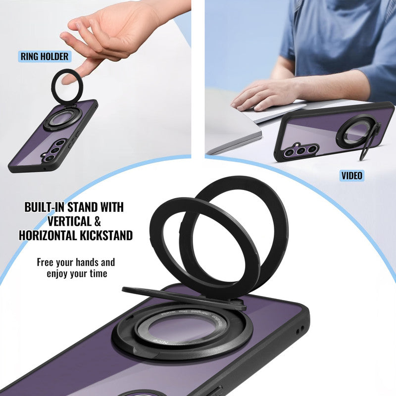 Soft Frame Clear Case Ring Holder Kickstand For Samsung S24 5G