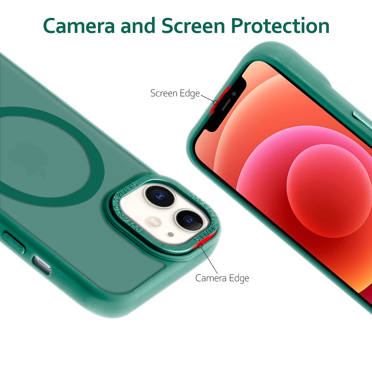 Semi-Transparent Hard Back & Wireless Charging Support Compatible With Kickstand Back Case For Apple iPhone 12