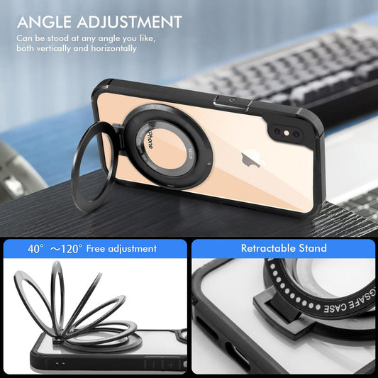 Silicone Grip Clear Case Ring Holder Kickstand For Apple iPhone XS Max