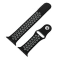 Dual tone silicone Apple Watch strap in Black and Grey, size 42mm, shown in detached parts view