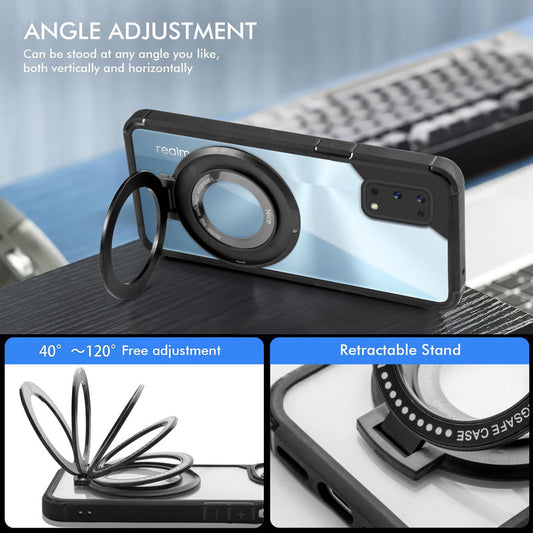 Silicone Grip Clear Case Ring Holder Kickstand For Realme 7 Pro