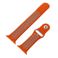 Dual tone silicone Apple Watch strap in Pink and Light Green, size 42mm, shown in detached parts view