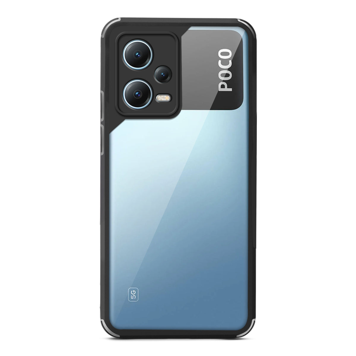 Silicone Frame Transparent Hard Back Cover for Poco X5 5G
