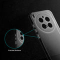 Close-up view of transparent case showing precise button cutouts and responsive side button coverage for Vivo X300 Pro 5G