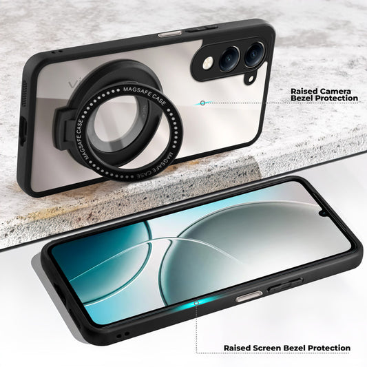 Soft Frame Clear Case Ring Holder Kickstand For Vivo Y19e