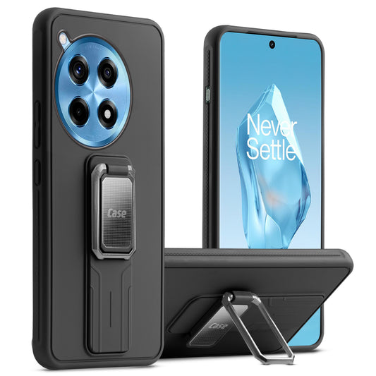 Premium Silicone Case with Metal Kickstand and Camera Protection Back Cover For OnePlus 12R 5G