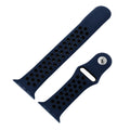 Dual tone silicone Apple Watch strap in Black and Pink, size 38mm, shown in detached parts view