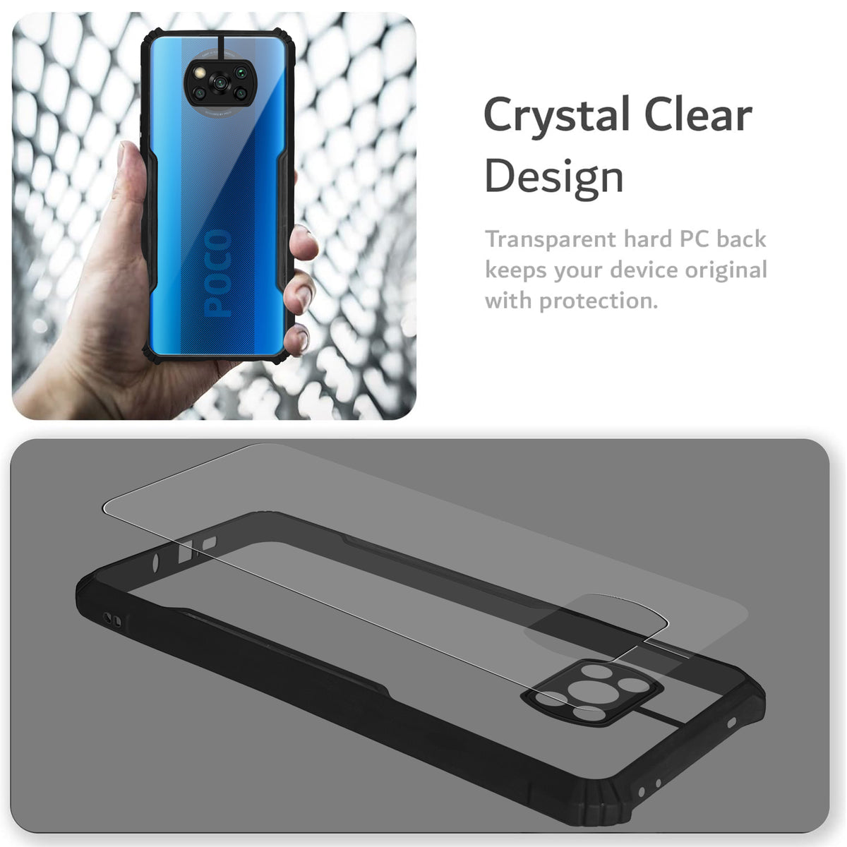 Premium Acrylic Transparent Back Cover for Poco X3 Pro