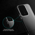 Close-up view of transparent case showing precise button cutouts and responsive side button coverage for Vivo Y31 Pro 5G