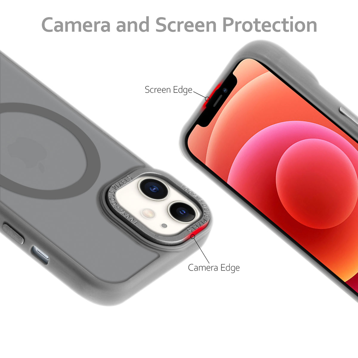 Semi-Transparent Hard Back & Wireless Charging Support Compatible With Kickstand Back Case For Apple iPhone 12