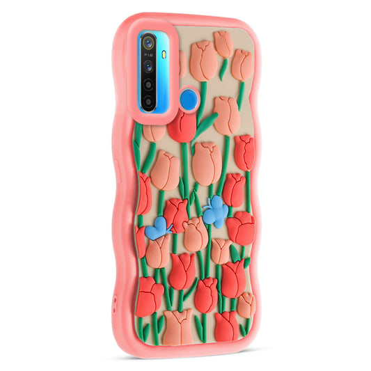 3D Silicone Soft Wave Edges Mobile Back Case For Realme 5