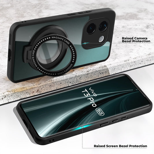 Soft Frame Clear Case Ring Holder Kickstand For Vivo T3 Pro 5G