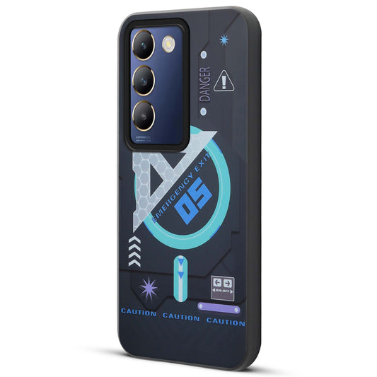 Mechanical Circuit Print Hard Back Cover For Vivo Y200e 5G