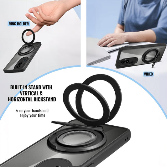 Soft Frame Clear Case Ring Holder Kickstand For Oppo Reno 10 Pro Plus 5G