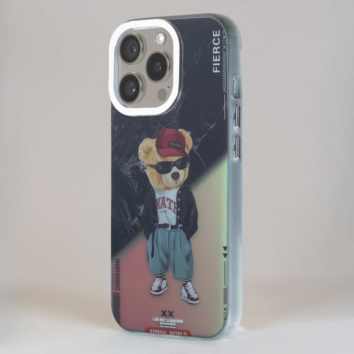 Night Glow & Shiny Hard Phone Cover with Silver Camera Ring For Apple iPhone 14 Pro