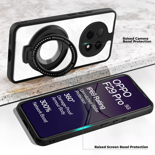 Soft Frame Clear Case Ring Holder Kickstand For Oppo F29 Pro 5G