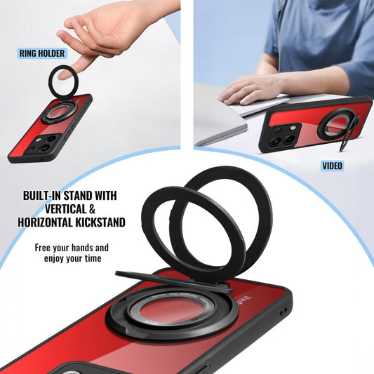 Soft Frame Clear Case Ring Holder Kickstand For Redmi Note 13 Pro 5G