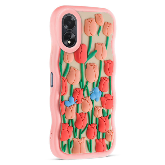 3D Silicone Soft Wave Edges Mobile Back Case For Oppo A18 4G