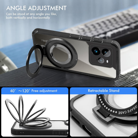 Silicone Grip Clear Case Ring Holder Kickstand For Realme GT 7 Pro