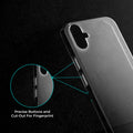 Close-up view of transparent case showing precise button cutouts and responsive side button coverage for Samsung M06 5G