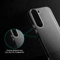 Close-up view of transparent case showing precise button cutouts and responsive side button coverage for Vivo Y19 5G
